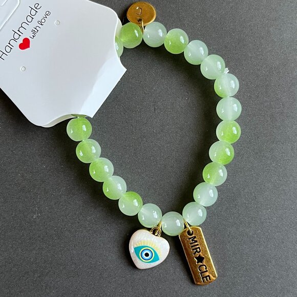Charmze Stackable Stretch Beaded Green Miracle Bracelet NEW - Picture 3 of 3